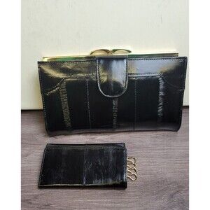 Vintage‎ EEL Skin Wallet w/Checkbook slot and key holder, Kiss closure